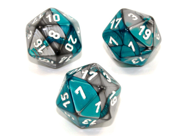 Chessex D20 Dice Gemini Polyhedral Steel-Teal/white d20