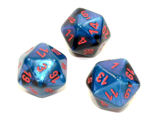 Chessex D20 Dice Gemini Polyhedral Black-Starlight/red d20