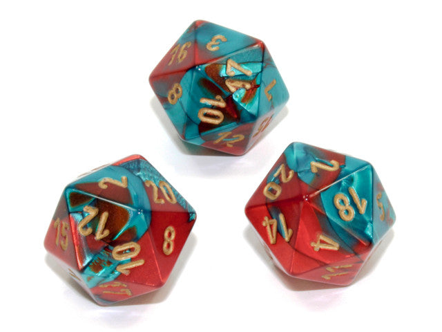 Chessex D20 Dice Gemini Polyhedral Red-Teal/gold d20