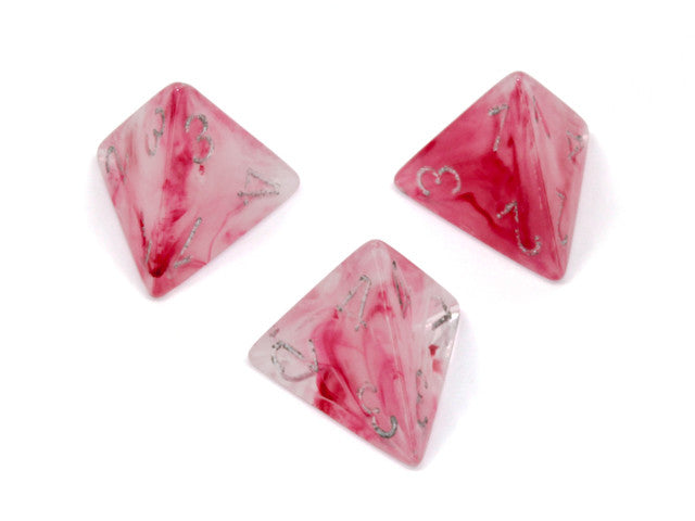 Chessex D4 Dice Ghostly Glow Polyhedral Pink/silver d4