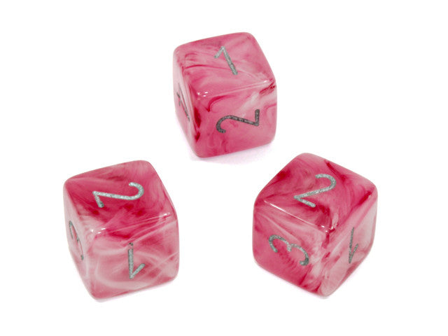Chessex D6 Dice Ghostly Glow Polyhedral Pink/silver d6