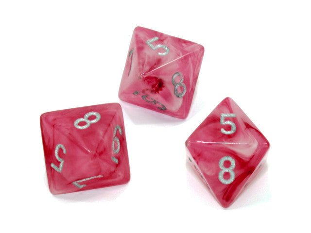 Chessex D8 Dice Ghostly Glow Polyhedral Pink/silver d8