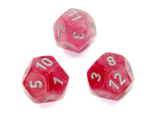 Chessex D12 Dice Ghostly Glow Polyhedral Pink/silver d12
