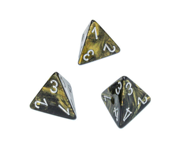 Chessex D4 Dice Leaf Polyhedral Black Gold/silver d4