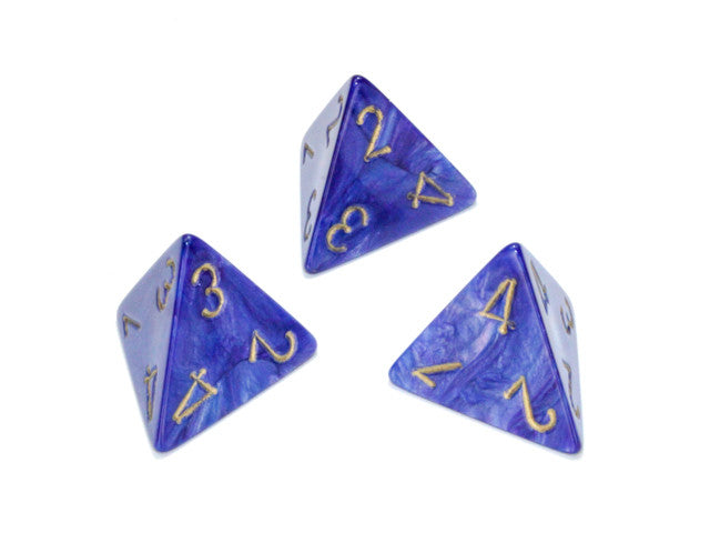 Chessex D4 Dice Lustrous Polyhedral Purple/gold d4