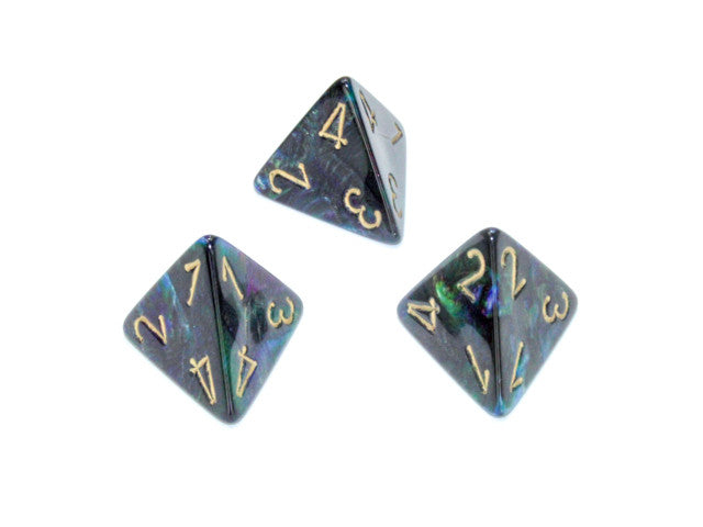 Chessex D4 Dice Lustrous Polyhedral Shadow/gold d4