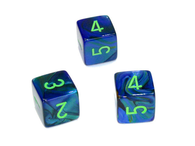 Chessex D6 Dice Lustrous Polyhedral Dark Blue/green d6 w/#s