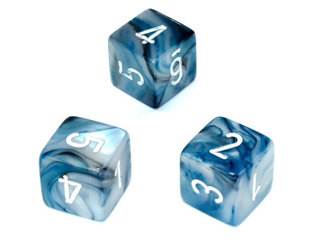 Chessex D6 Dice Lustrous Polyhedral Slate/white d6 w/#s