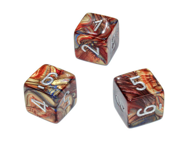 Chessex D6 Dice Lustrous Polyhedral Gold/silver d6 w/#s
