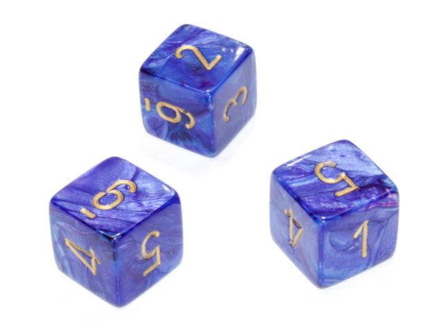 Chessex D6 Dice Lustrous Polyhedral Purple/gold d6 w/#s