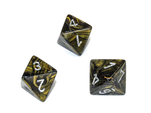 Chessex D8 Dice Leaf Polyhedral Black Gold/silver d8
