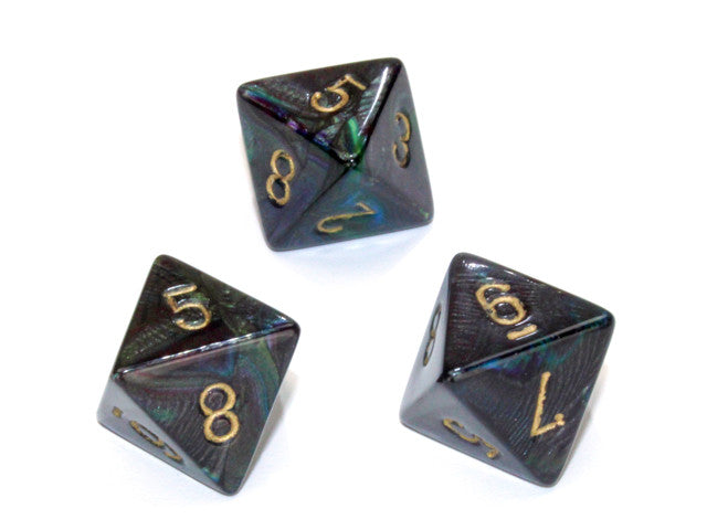 Chessex D8 Dice Lustrous Polyhedral Shadow/gold d8