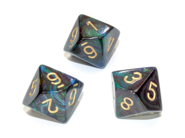 Chessex D10 Dice Lustrous Polyhedral Shadow/gold d10