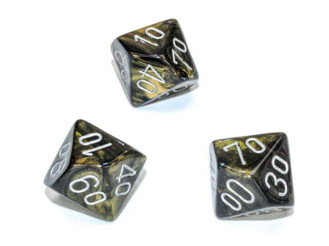 Chessex Tens 10 Dice Leaf Polyhedral Black Gold/silver Tens 10