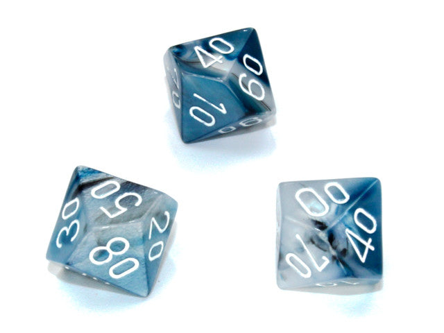 Chessex Tens 10 Dice Lustrous Polyhedral Slate/white Tens 10