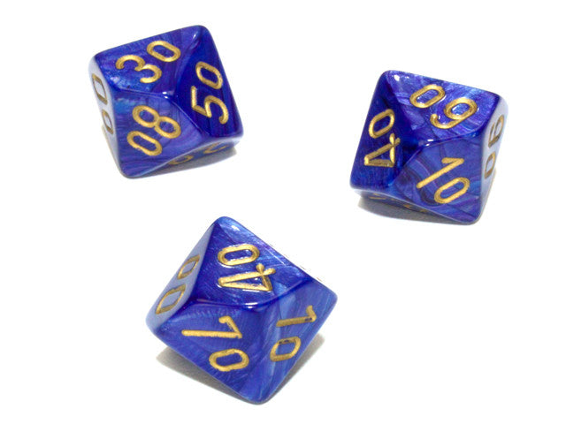 Chessex Tens 10 Dice Lustrous Polyhedral Purple/gold Tens 10