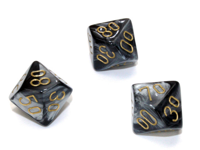 Chessex Tens 10 Dice Lustrous Polyhedral Black/gold Tens 10