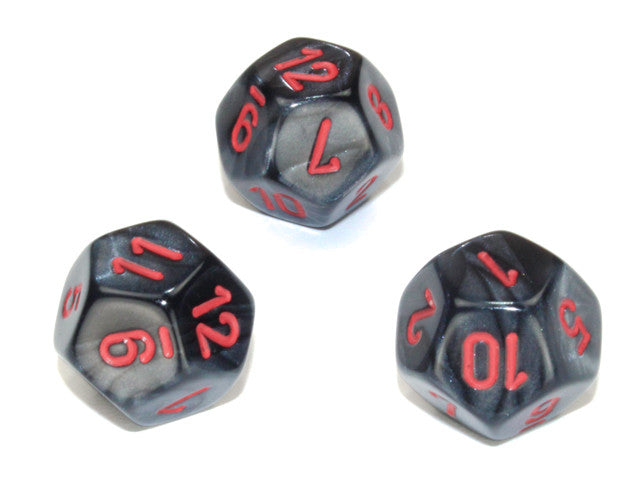 Chessex D12 Dice Velvet Polyhedral Black/red d12