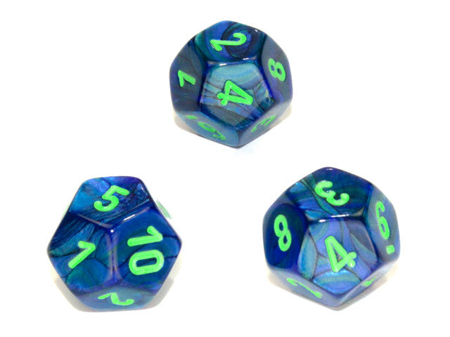 Chessex D12 Dice Lustrous Polyhedral Dark Blue/green d12