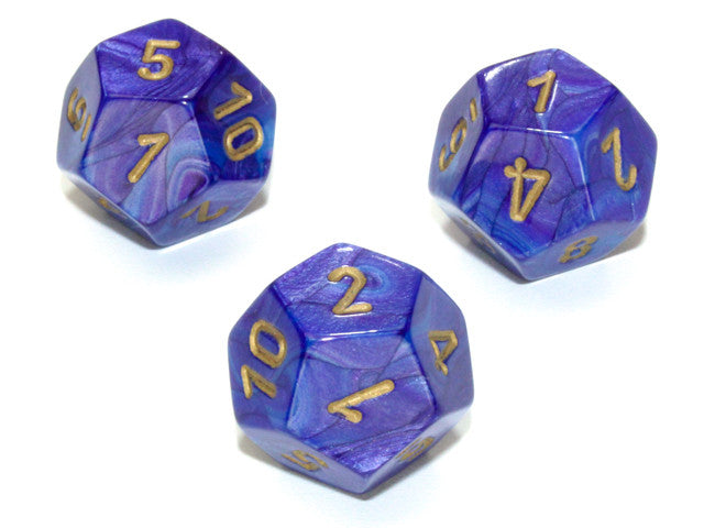 Chessex D12 Dice Lustrous Polyhedral Purple/gold d12
