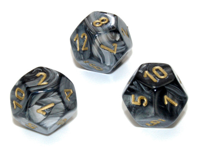 Chessex D12 Dice Lustrous Polyhedral Black/gold d12