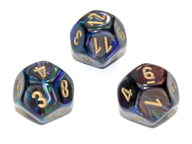 Chessex D12 Dice Lustrous Polyhedral Shadow/gold d12