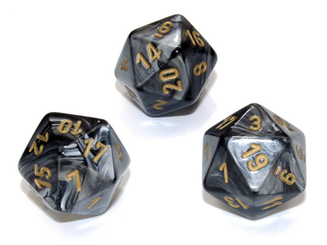 Chessex D20 Dice Lustrous Polyhedral Black/gold d20