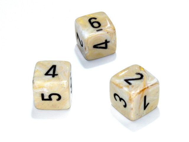 Chessex D6 Dice Marble Polyhedral Ivory/black d6 w/#s