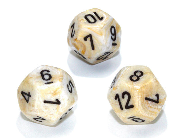 Chessex D12 Dice Marble Polyhedral Ivory/black d12