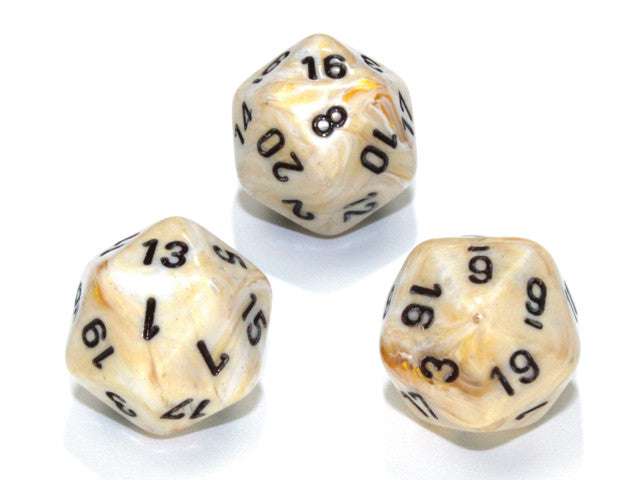 Chessex D20 Dice Marble Polyhedral Ivory/black d20