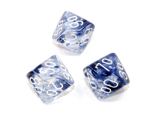 Chessex Tens 10 Dice Nebula Polyhedral Black/white Tens 10