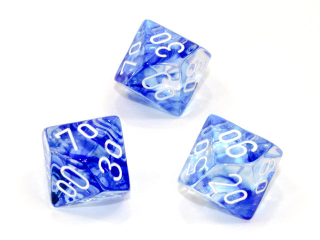 Chessex Tens 10 Dice Nebula Polyhedral Dark Blue/white Tens 10