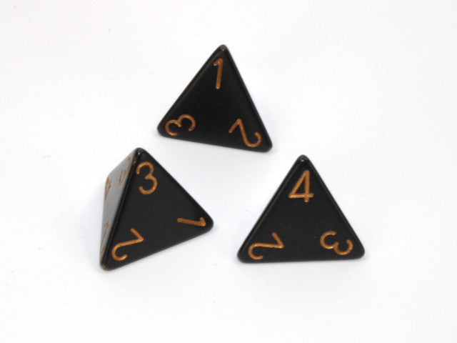 Chessex D4 Dice Opaque Polyhedral Black/gold d4