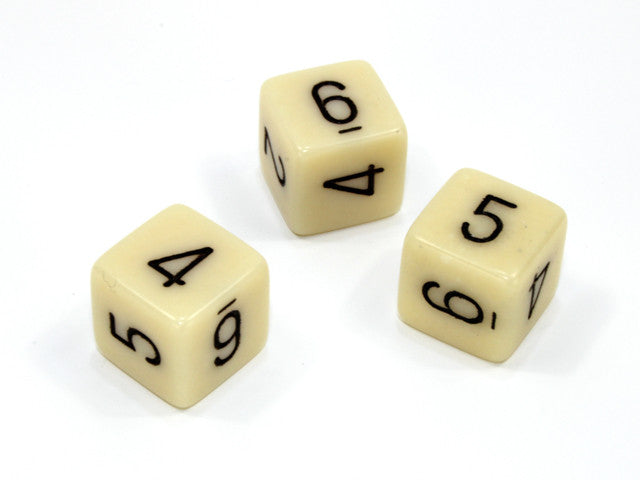Chessex D6 Dice Opaque Polyhedral Ivory/black d6