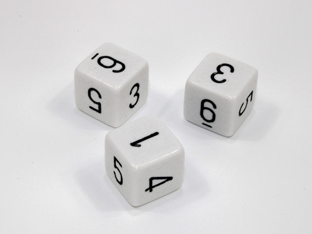 Chessex D6 Dice Opaque Polyhedral White/black d6