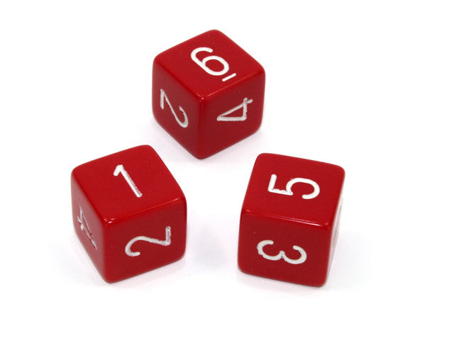 Chessex D6 Dice Opaque Polyhedral Red/white d6