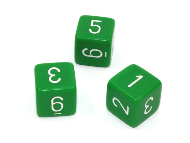 Chessex D6 Dice Opaque Polyhedral Green/white d6