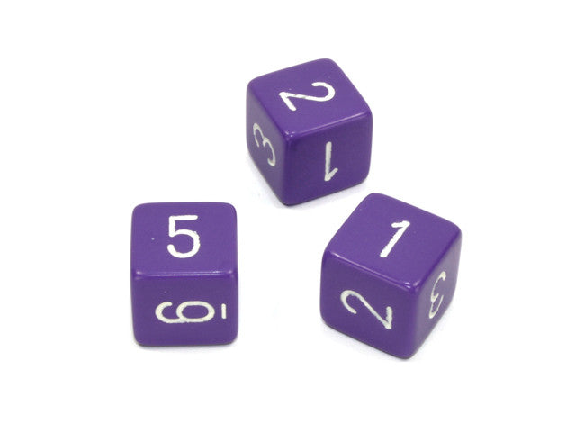 Chessex D6 Dice Opaque Polyhedral Purple/white d6