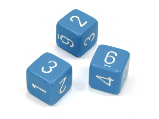 Chessex D6 Dice Opaque Polyhedral Light Blue/white d6 w/#s
