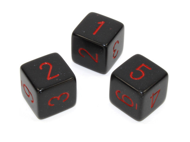 Chessex D6 Dice Opaque Polyhedral Black/red d6 w/#s