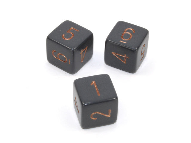 Chessex D6 Dice Opaque Polyhedral Dark Grey/copper d6 w/#s
