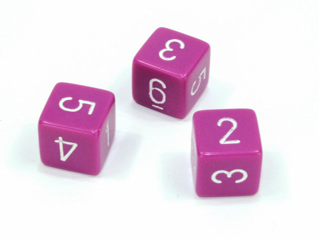 Chessex D6 Dice Opaque Polyhedral Light Purple/white d6 w/#s