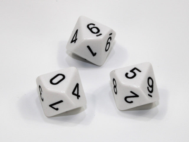 Chessex D10 Dice Opaque Polyhedral White/black d10