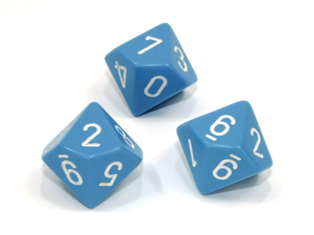 Chessex D10 Dice Opaque Polyhedral Light Blue/white d10