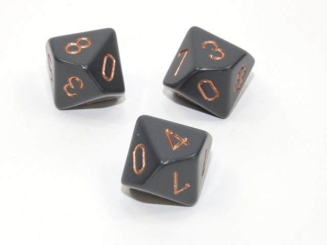 Chessex D10 Dice Opaque Polyhedral Dark Grey/copper d10