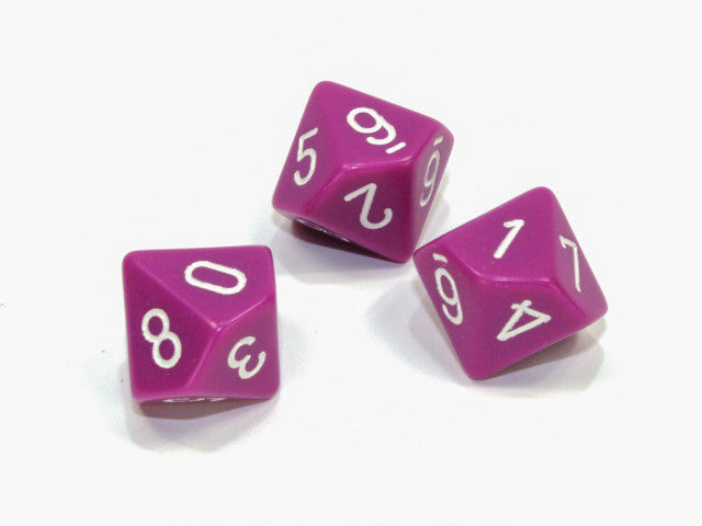 Chessex D10 Dice Opaque Polyhedral Light Purple/white d10