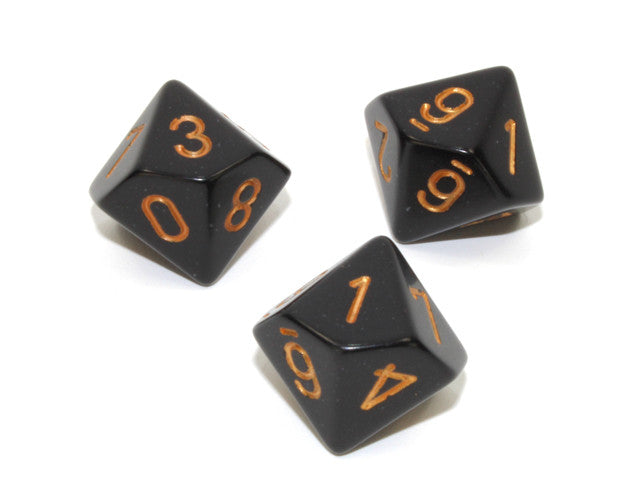 Chessex D10 Dice Opaque Polyhedral Black/gold d10