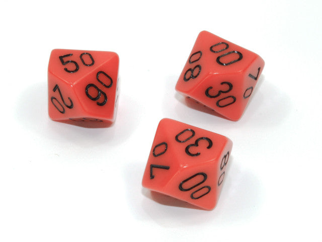 Chessex Tens 10 Dice Opaque Polyhedral Orange/black Tens 10