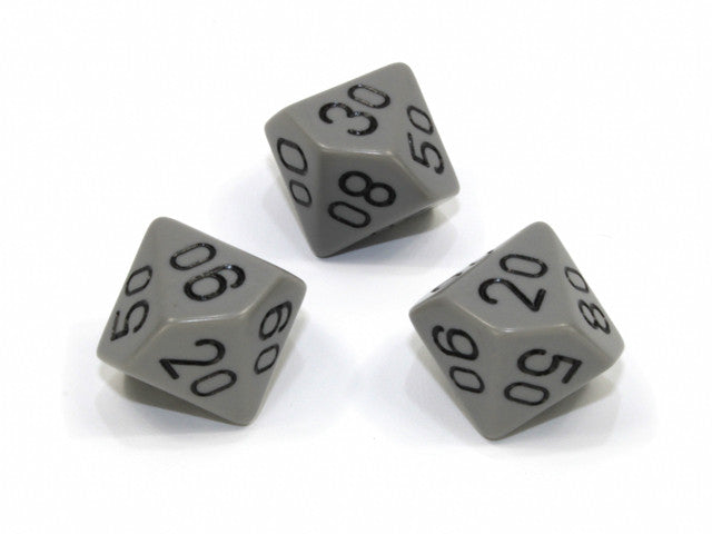 Chessex Tens 10 Dice Opaque Polyhedral Dark Grey/black Tens 10