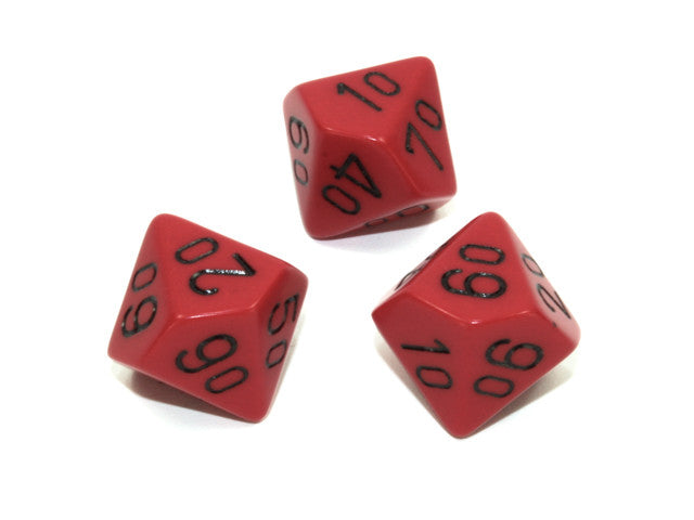 Chessex Tens 10 Dice Opaque Polyhedral Red/black Tens 10